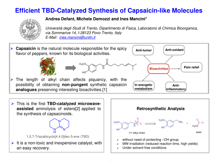 efficient tbd catalyzed synthesis of capsaicin like