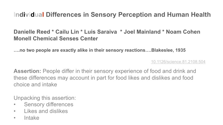 individual differences in sensory perception and human