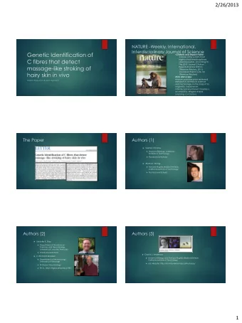 Genetic Identification of  Citations and Impact Factor  Nature is the world's most  C fibres