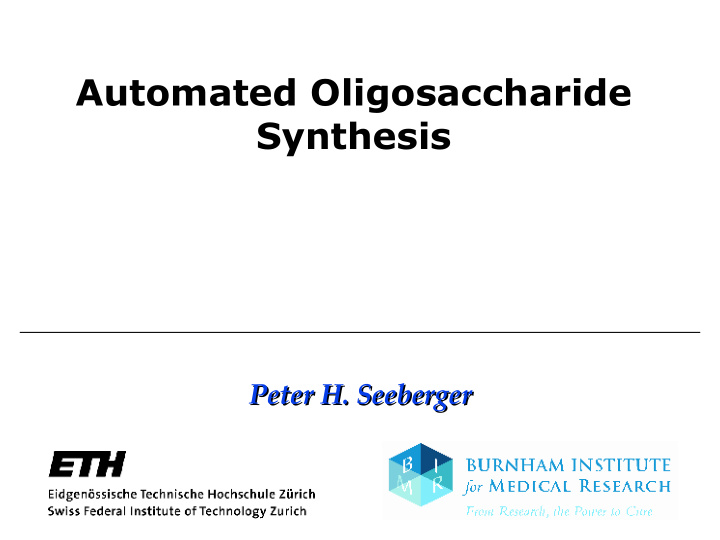 automated oligosaccharide synthesis