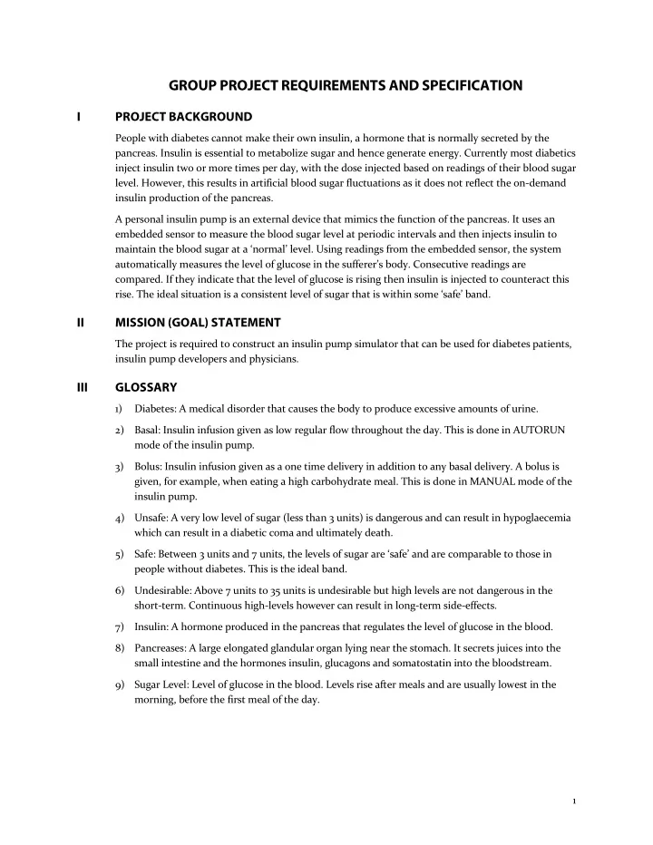 group project requirements and specification