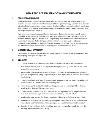 GROUP PROJECT REQUIREMENTS AND SPECIFICATION  I  PROJECT BACKGROUND People with diabetes cannot
