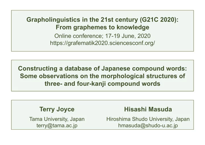 grapholinguistics in the 21st century g21c 2020 from