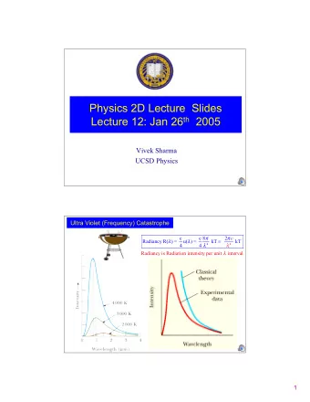 Physics 2D Lecture  Slides Lecture 12: Jan 26 th 2005  Vivek Sharma  UCSD Physics  Ultra Violet