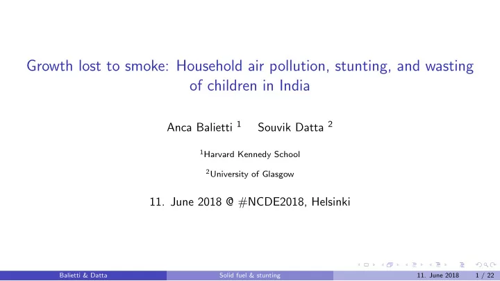 growth lost to smoke household air pollution stunting and