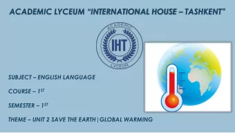 ACADEMIC LYCEUM INTERNATIONAL HOUSE  TASHKENT SUBJECT  ENGLISH LANGUAGE COURSE  1 ST