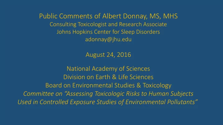public comments of albert donnay ms mhs