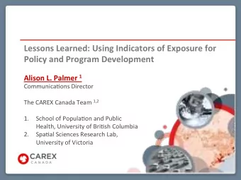 Lessons&amp;Learned:&amp;Using&amp;Indicators&amp;of&amp;Exposure&amp;for&amp;