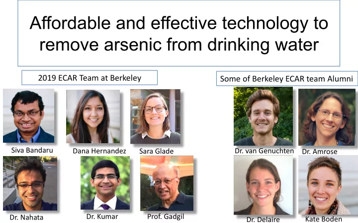 affordable and effective technology to remove arsenic