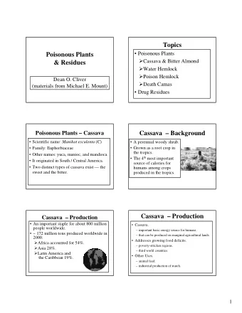 Topics   Poisonous Plants  Poisonous Plants  Cassava &amp; Bitter Almond  &amp; Residues