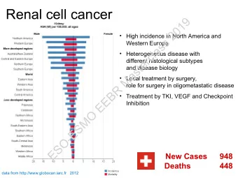 Renal cell cancer  9  1  0  2   High incidence in North America and  s  Western Europe  s  a  l