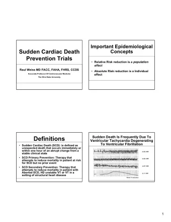 Definitions  Ventricular Tachycardia Degenerating  To Ventricular Fibrillation  Sudden Cardiac