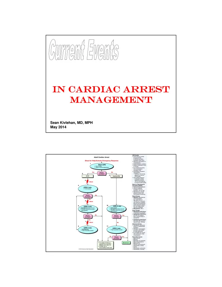 in cardiac arrest in cardiac arrest management management