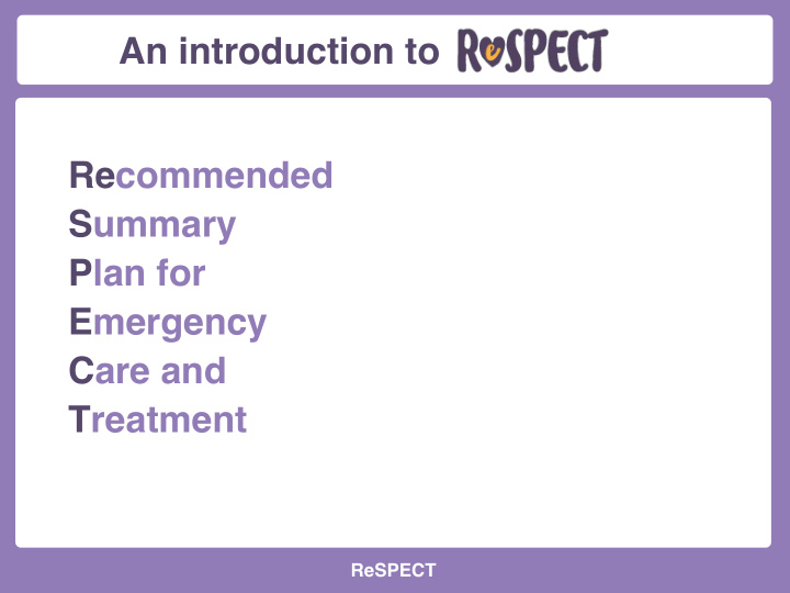 an introduction to recommended summary plan for emergency