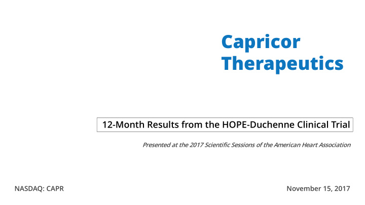 capricor therapeutics