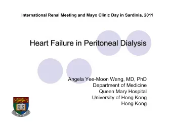 Angela Yee-Moon Wang, MD, PhD  Department of Medicine  Queen Mary Hospital  University of Hong Kong
