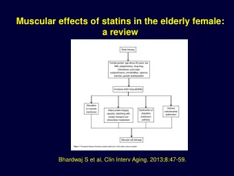 Muscular effects of statins in the elderly female:  a review  Bhardwaj S et al, Clin Interv Aging.