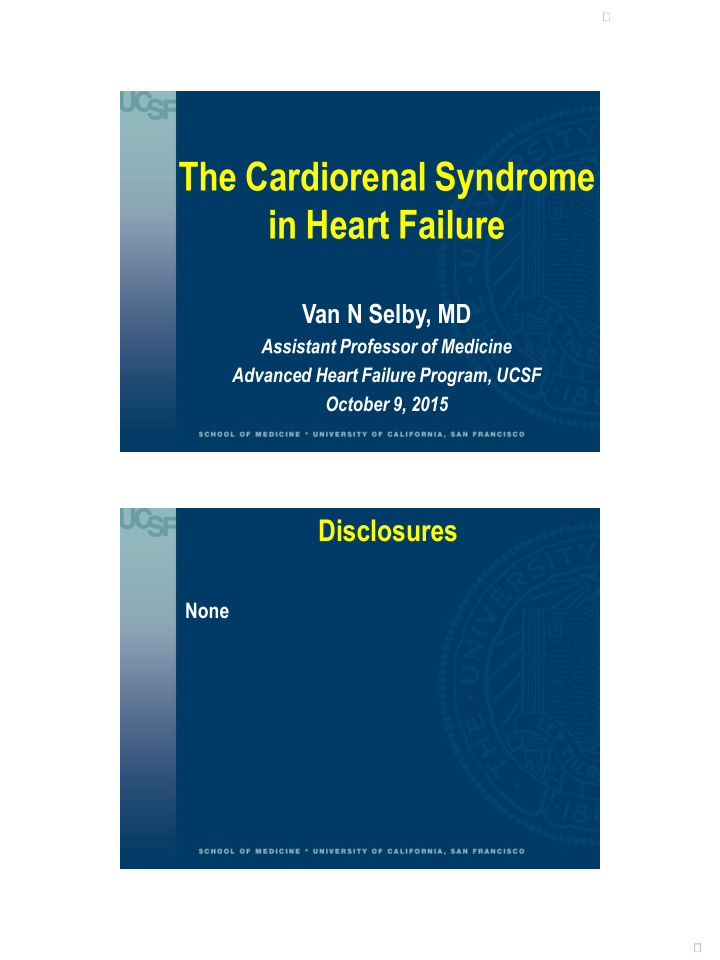 the cardiorenal syndrome in heart failure