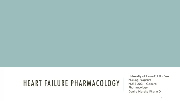 heart failure pharmacology