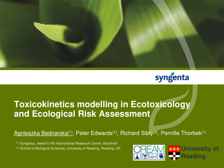 toxicokinetics modelling in ecotoxicology and ecological