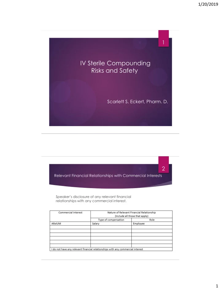 iv sterile compounding risks and safety