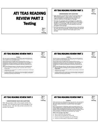 AT  ATI TEAS READING REVIEW PART 2  UNDERSTANDING TOPIC QUESTIONS  Topic questions on ATI TEAS