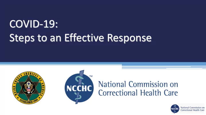 covid 19 steps to an effective response welcome by