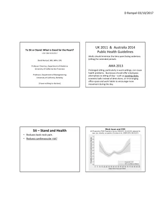 UK 2011  &amp;  Australia 2014  To Sit or Stand: What is Good for the Heart?  Public Health