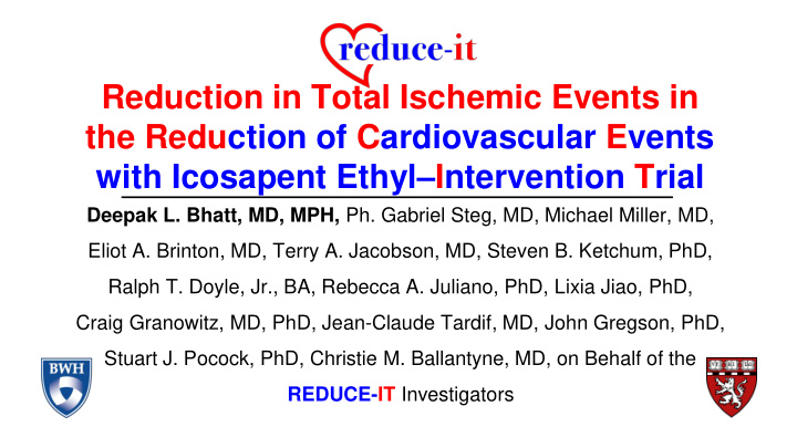 reduction in total ischemic events in