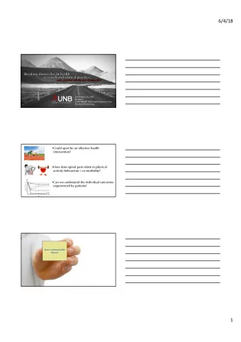 6/4/18  Jeff Hebert, DC, PhD  Professor  CCRF/NBHRF MSK Health Research Chair  Faculty of