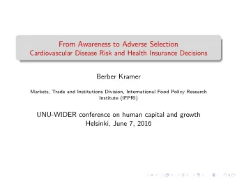 From Awareness to Adverse Selection  Cardiovascular Disease Risk and Health Insurance Decisions