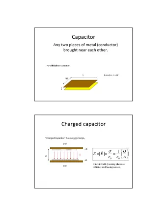 Capacitor  Any two pieces of metal (conductor)  brought near each other.  Parallel plate capacitor