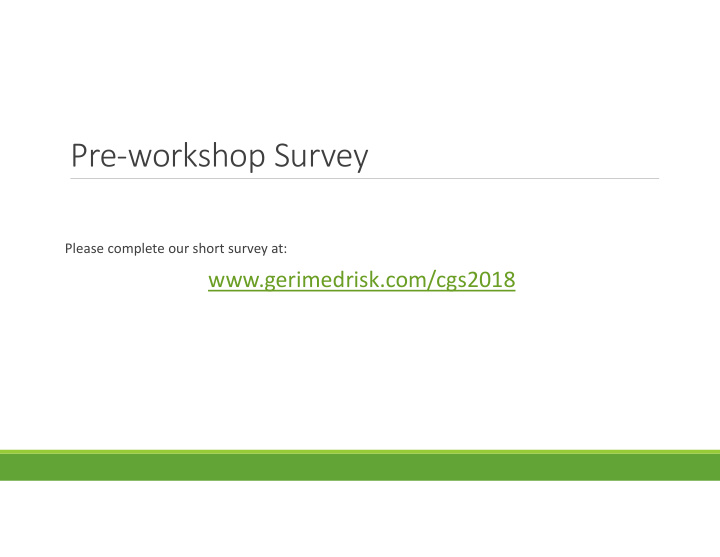 pre workshop survey