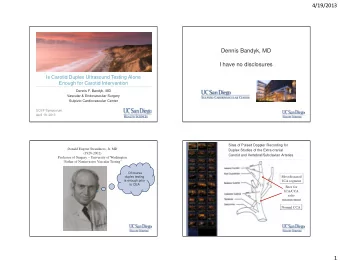 4/19/2013  Dennis Bandyk, MD  I have no disclosures  Is Carotid Duplex Ultrasound Testing Alone