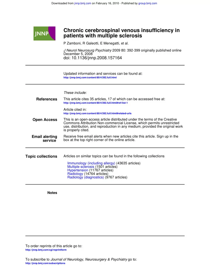 chronic cerebrospinal venous insufficiency in patients