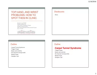 TOP HAND, AND WRIST  PROBLEMS: HOW TO  None  SPOT THEM IN CLINIC  Nicolas H. Lee, MS MD