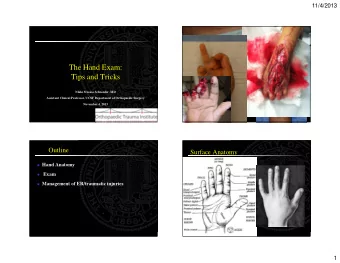 The Hand Exam:  Tips and Tricks  Nikki Strauss Schroeder, MD  Assistant Clinical Professor, UCSF