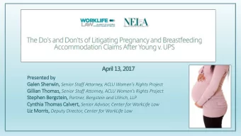 April 13, 2017  Prese  esented by  Gale  len She  herw  rwin in, Senior Staff Attorney, ACLU