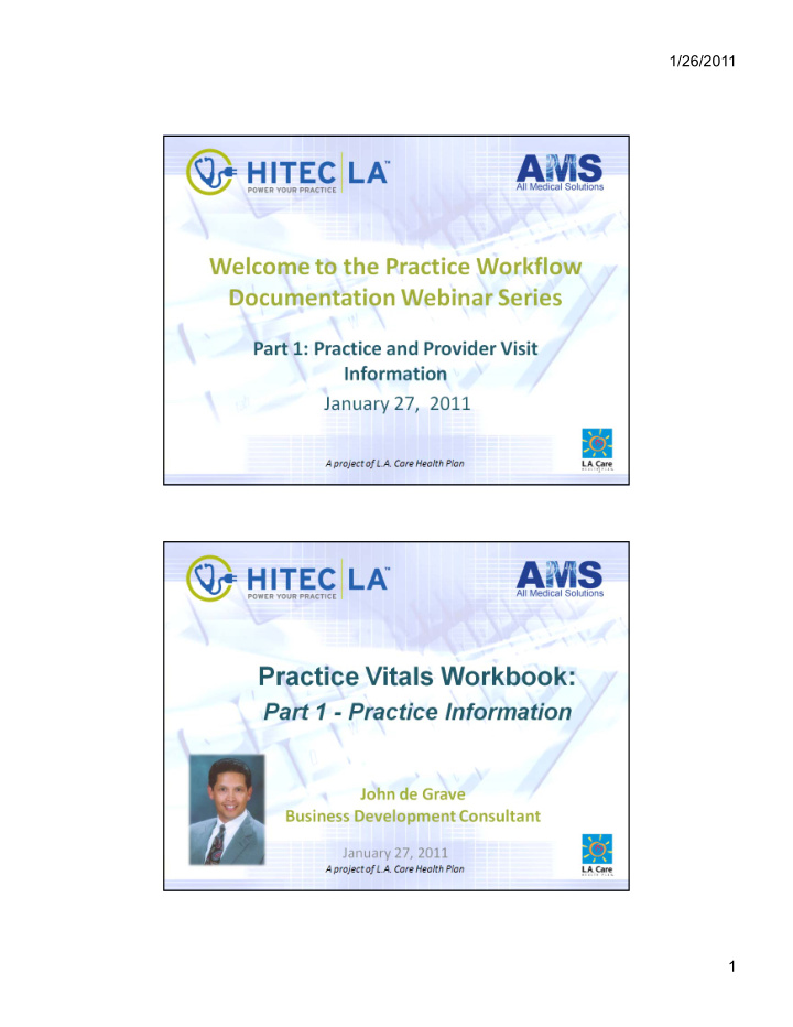 welcome to the practice workflow documentation webinar