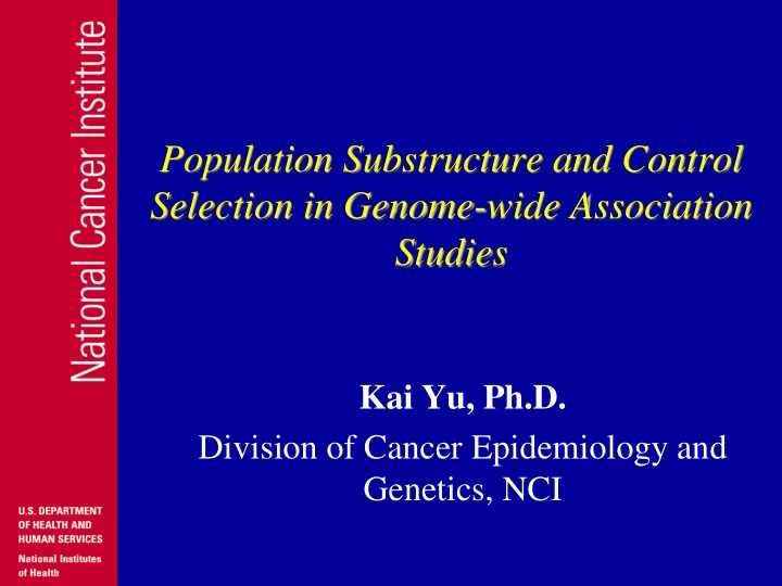 population substructure and control