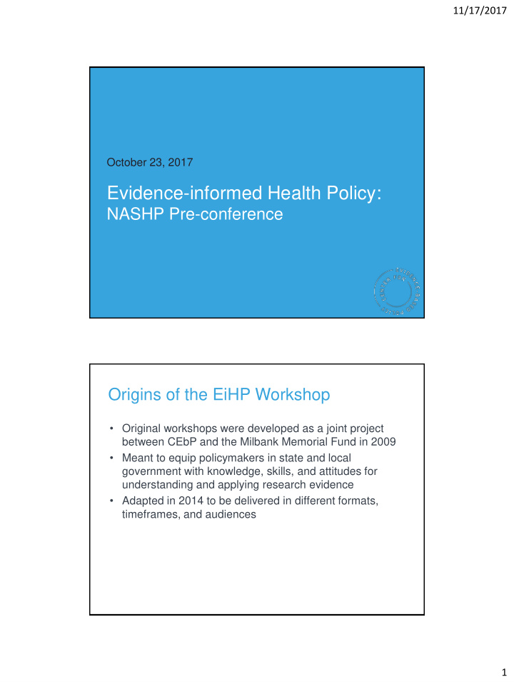 evidence informed health policy