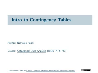 Intro to Contingency Tables  Author: Nicholas Reich  Course: Categorical Data Analysis (BIOSTATS
