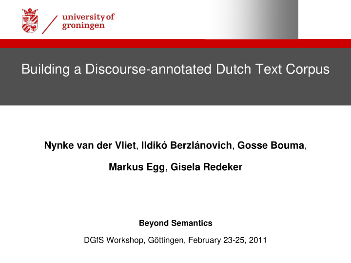 building a discourse annotated dutch text corpus