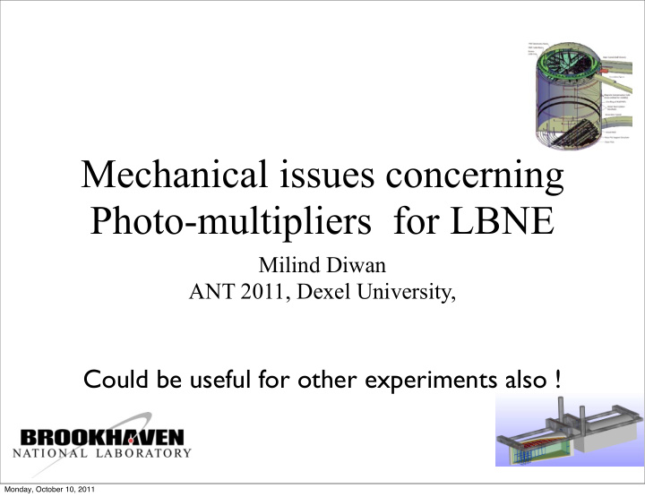 mechanical issues concerning photo multipliers for lbne