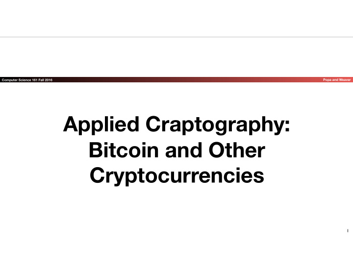 applied craptography bitcoin and other cryptocurrencies