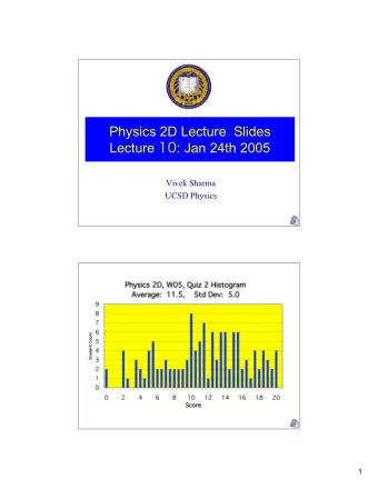 Physics 2D Lecture  Slides Lecture 10 : Jan 24th 2005  Vivek Sharma  UCSD Physics  1  Conservation