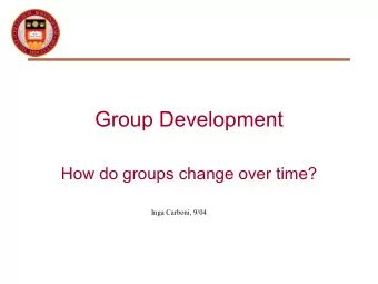 Group Development  How do groups change over time?  Inga Carboni, 9/04  Group Development Theories