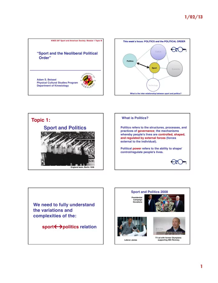 topic 1 sport and politics