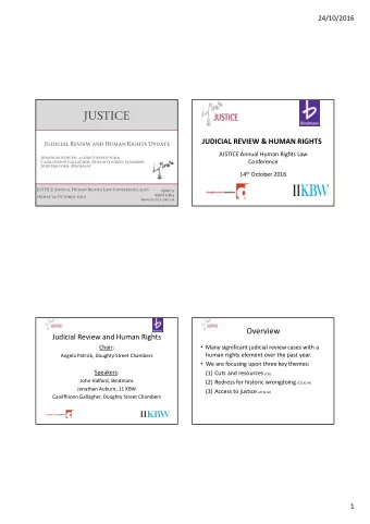 JUSTICE JUDICIAL REVIEW &amp; HUMAN RIGHTS  Judicial Review and Human Rights Update JUSTICE Annual
