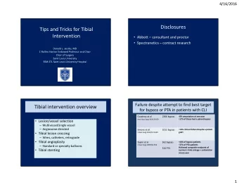 Disclosures  Tips and Tricks for Tibial  Abbott  consultant and proctor  Intervention
